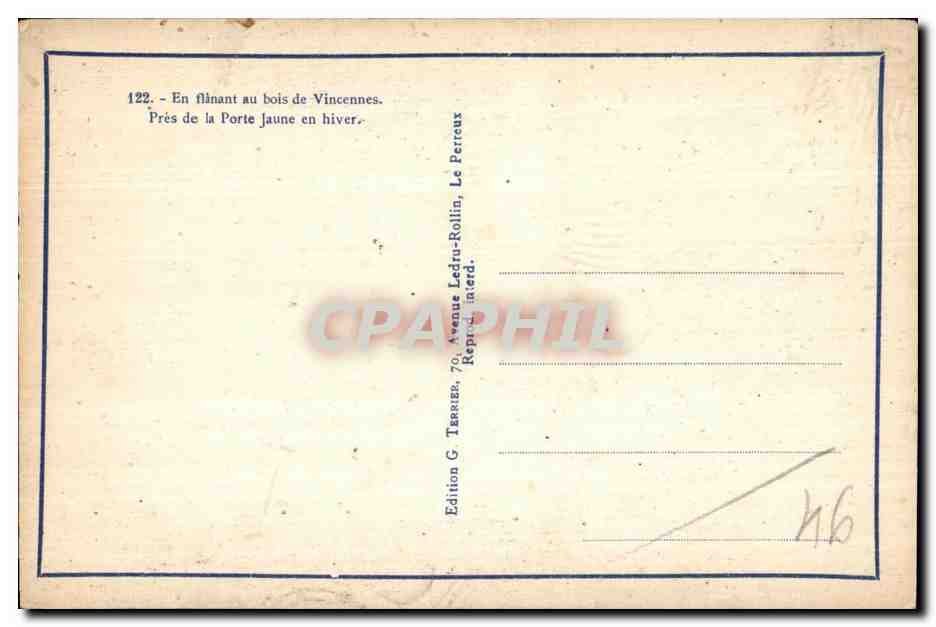 Bois de Vincennes — En flânant au bois de Vincennes, près de la Porte Jaune en hiver — Édition Ledru-Rollin, Le Perreux — Reverso