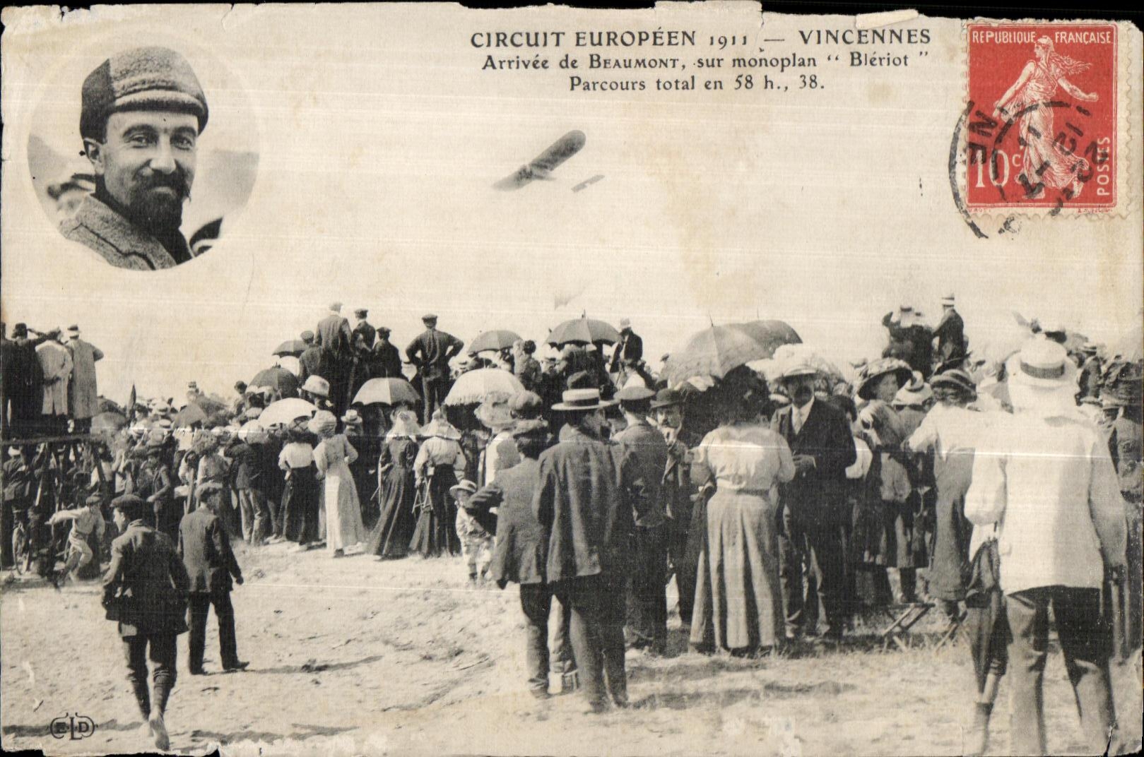 CPA Vincennes Circuit Europeen Arrivee De Beaumont Sur Monoplan Bleriot Parcours total en