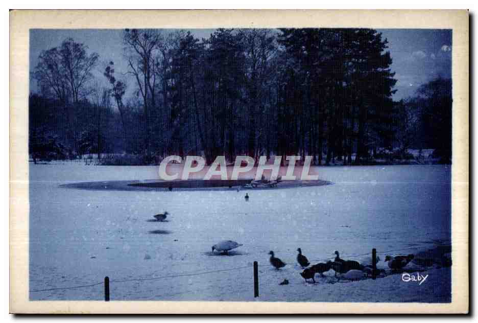 CPA En flanant au bois de Vincennes Le lac des Minimes en hiver
