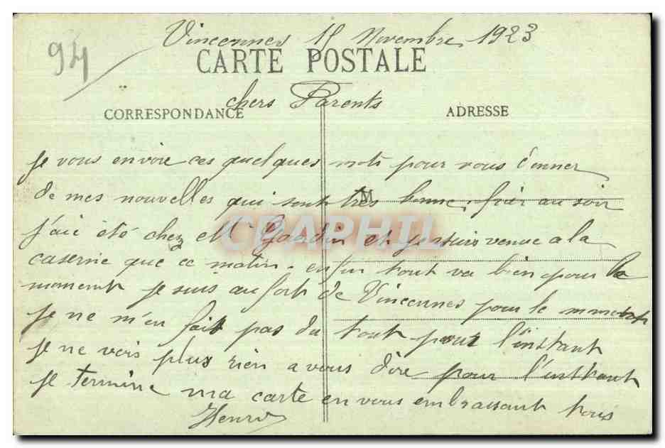 Du Fort de Vincennes — Bonjour et ces Fleurs — F.P. Paris — Rückseite