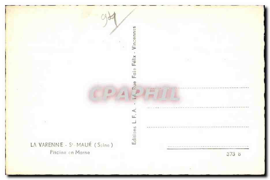 Piscine en Marne — École de natation et location de bateaux — Éditions L.F.A. Varenne - Saint-Maur (Seine) — Verso