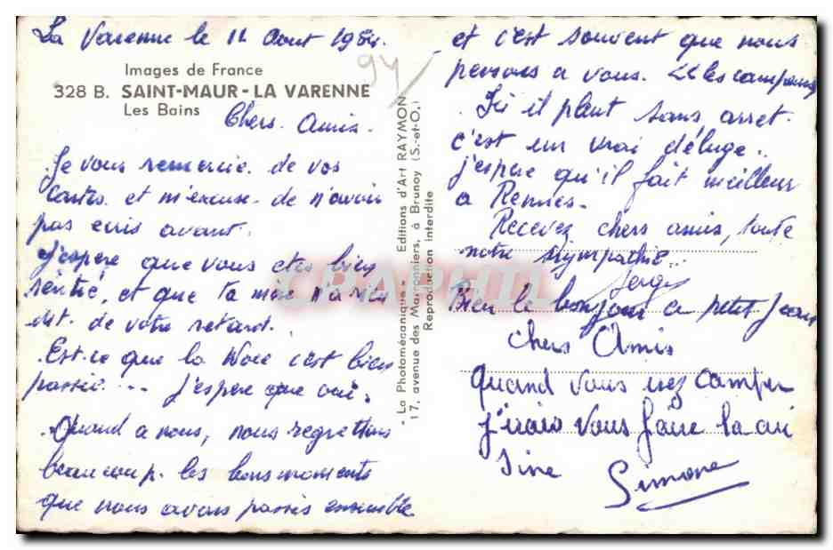 CPSM Saint Maur La Varenne Les Bains — Rückseite