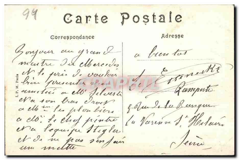 Shores of Marne at La Varenne — Picturesque Site — publisher L.P.M. Paris, n°88 — Back