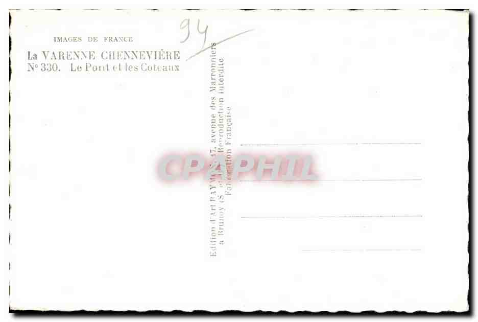 La Varenne-Chennevière — Le Pont et les Coteaux — Édition d'Art Raymey — Reverso