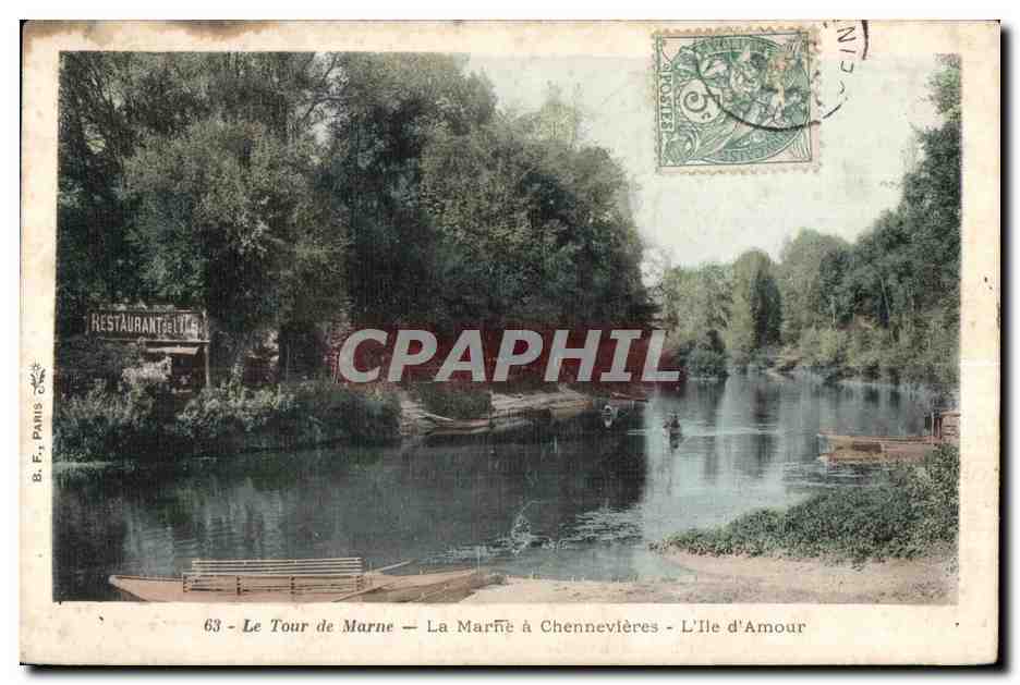 CPA Le Tour de Marne La Marne a Chennevieres L Ile d Amour Restaurant de l Ile