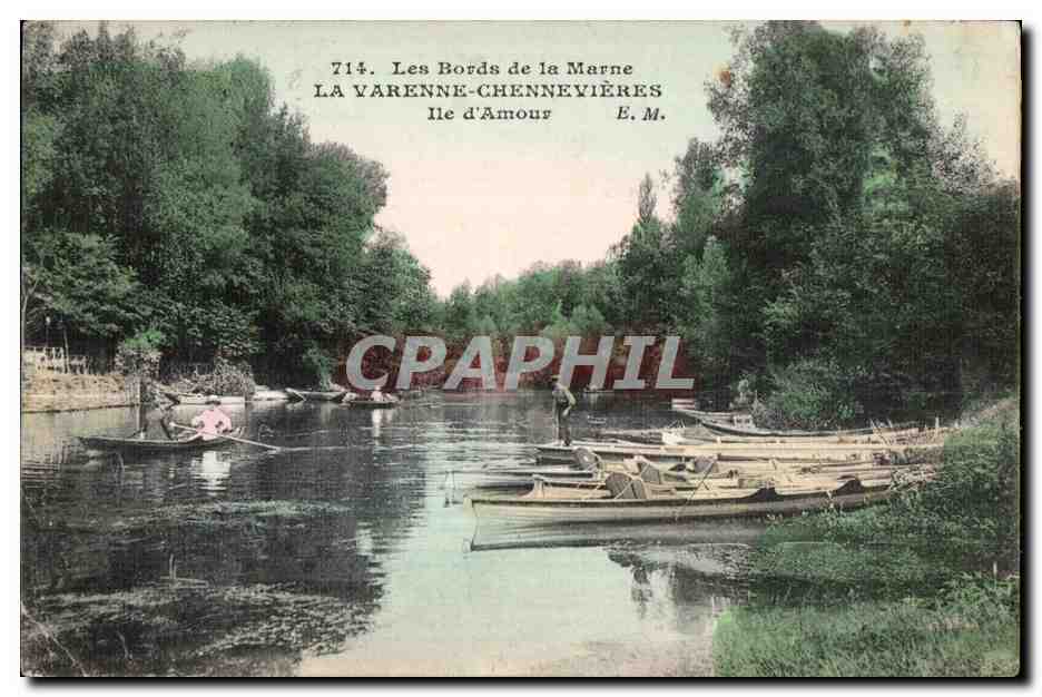 CPA De Les Bords de la Marne La Varenne Chennevieres Ile d Amous EM