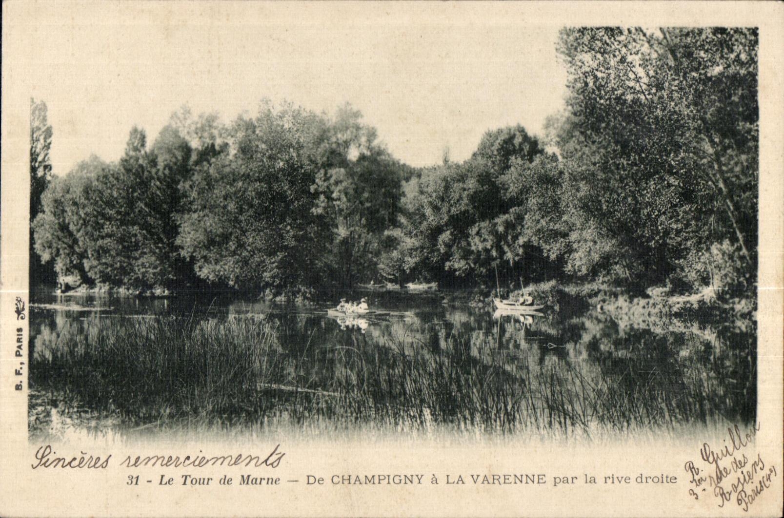 Le Tour de Marne — De CHAMPIGNY à LA VARENNE par la rive droite — B. F., PARIS, n°31