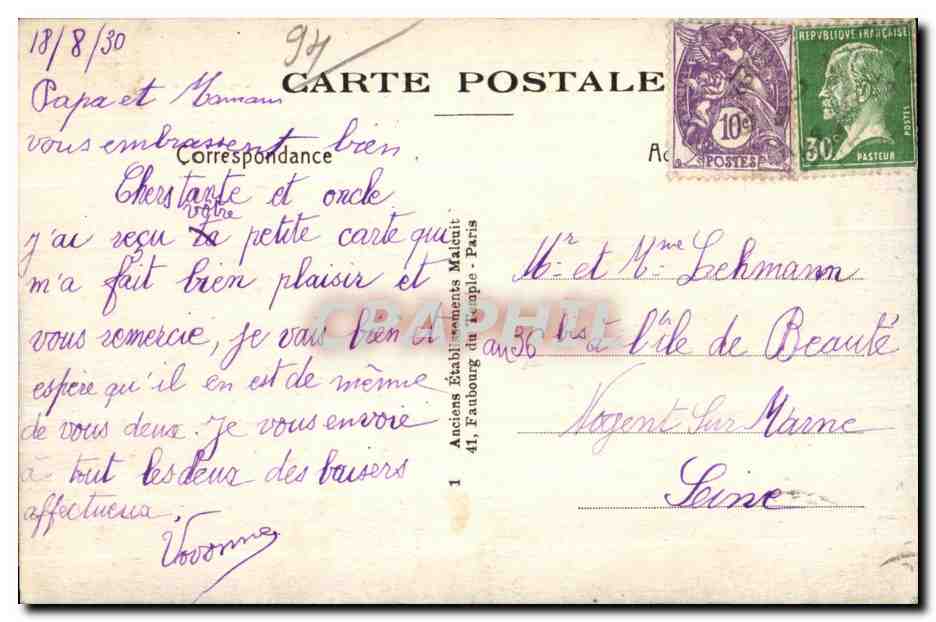 CPA Les Bords de la Marne de LaVarenne a Champigny Un coin des Setp I les et les Coteaux — Rückseite