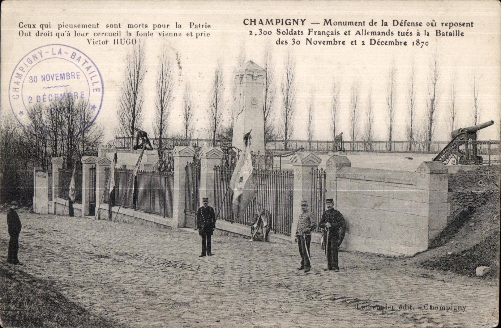 Champigny-la-Bataille — Monument de la Défense où reposent 2.300 soldats français et allemands tués à la bataille des 30 novembre et 2 décembre 1870 — Lemembier édit. Champigny