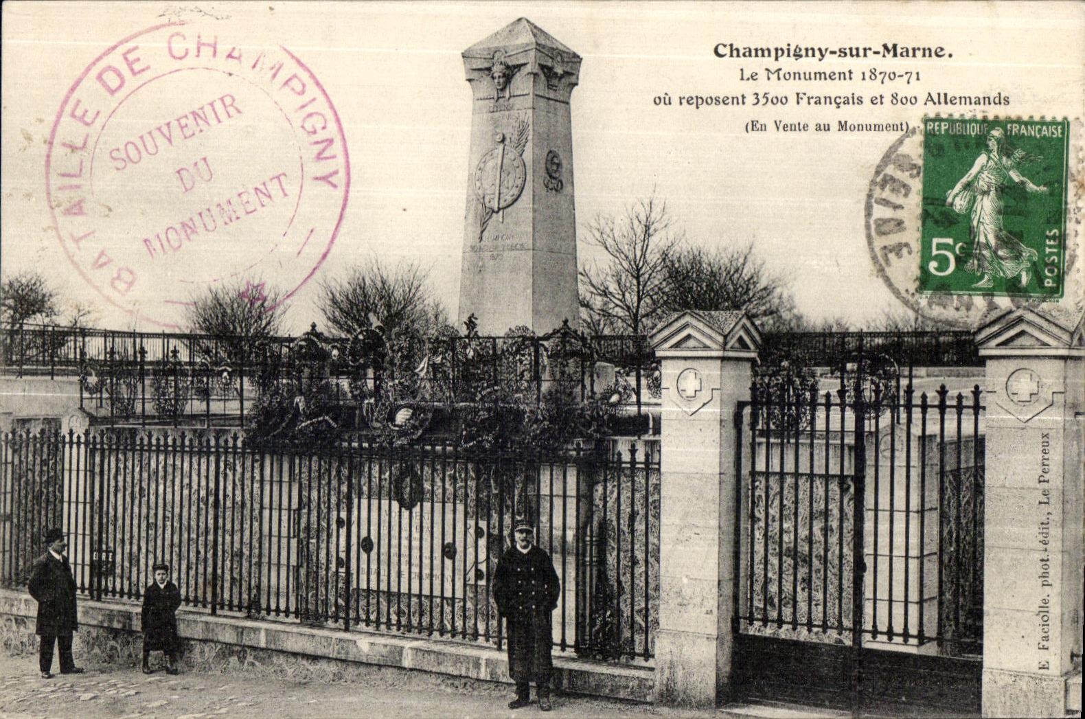 Champigny-sur-Marne — Monument aux morts de la Bataille de Champigny 1870-71 — E. Faciotle, phot.édit. Le Perreux