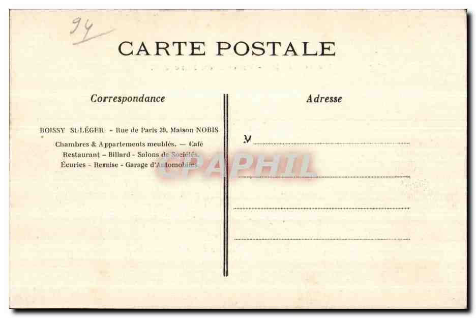 CPA Boissy St Leger Maison Nobis Un coin du Parc — Rückseite