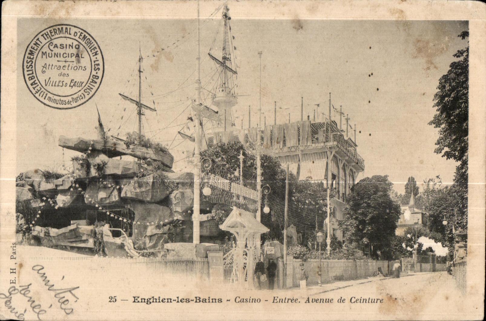 Vintage Postcard Enghien Les Bains Casino Entrance Avenue De Ceinture