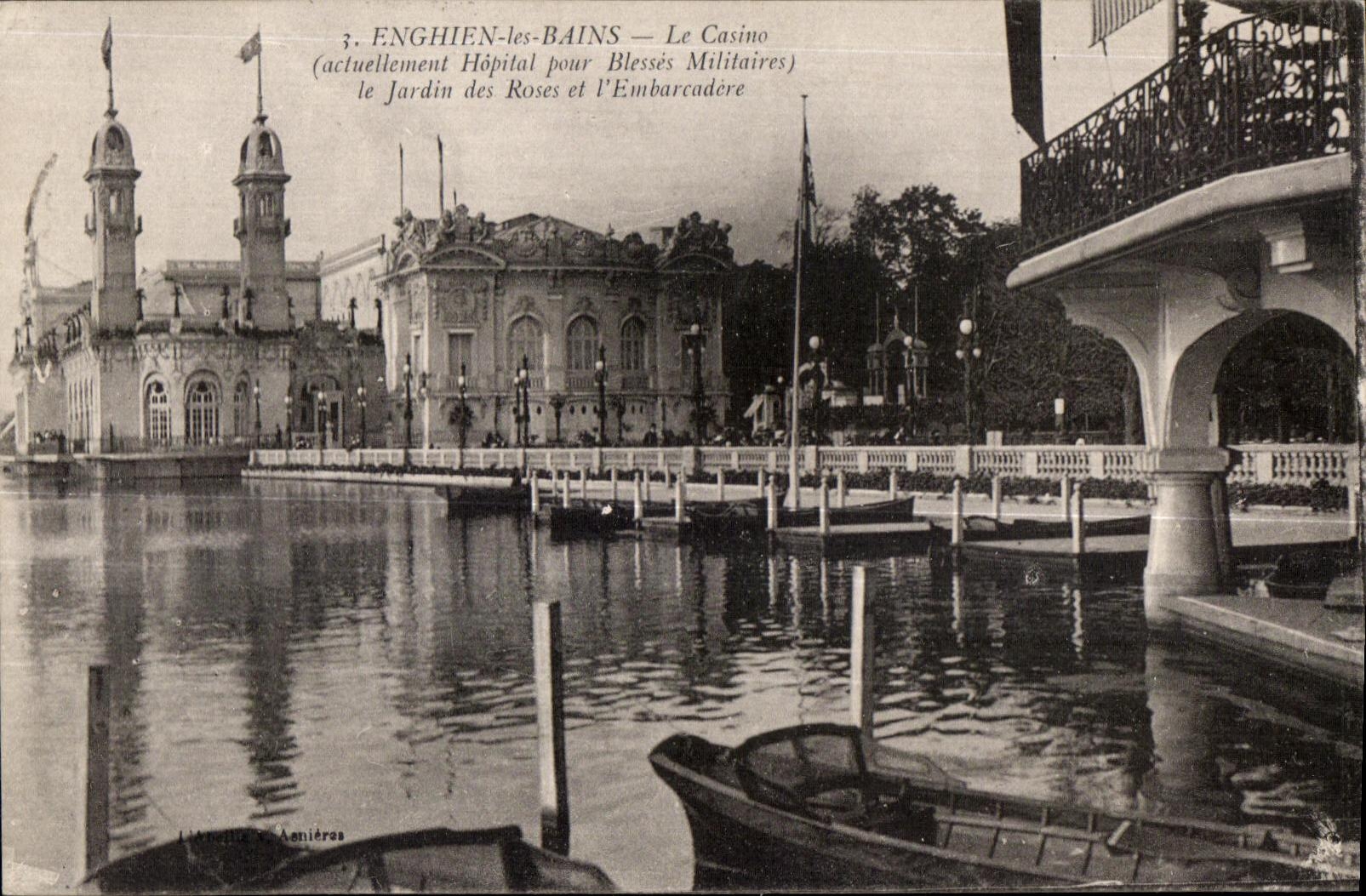 CPA Enghien Les Bains Le Casino (actuellement Hopital Pour Blessis Militaires) Le Jardin Des Roses et 