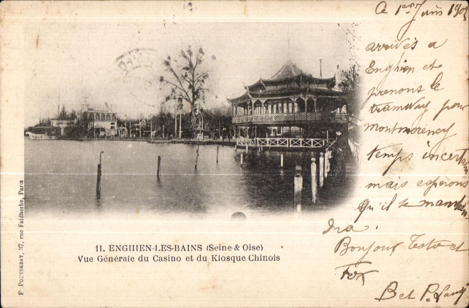 Enghien-les-Bains (Seine & Oise) — Vue Générale du Casino et du Kiosque Chinois — F. Pocynébat, 37, rue Faidherbe, Paris