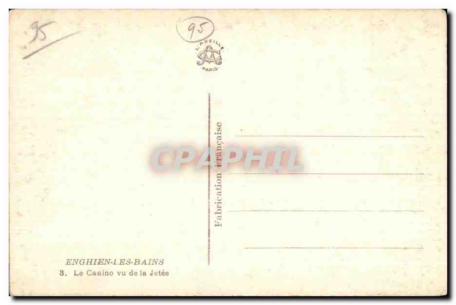 Enghien-les-Bains — Le Casino vu de la jetée — L. ADEILLE, Paris — Verso