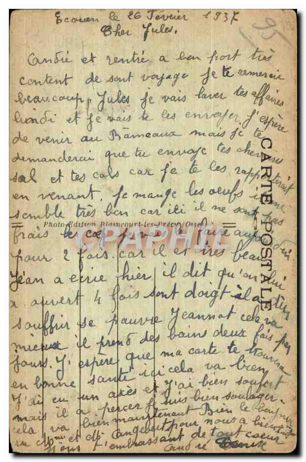 Écouen (S.-et-O.) — Entrée du Château de la Légion d'Honneur — Photo Édition Blomcourt-les-Prés (Oise) — Verso