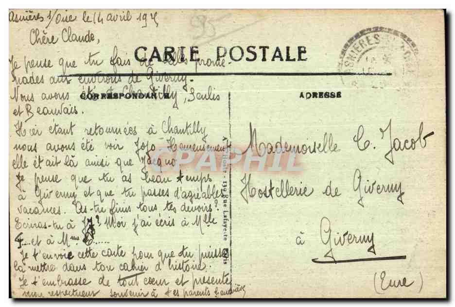 CPA Asnieres sur Oise Tombeau du prince Henri de Lorraine  — Back