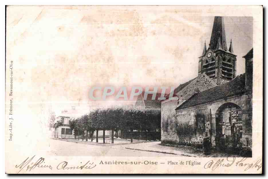 CPA Asnieres sur Oise Place de I Eglise