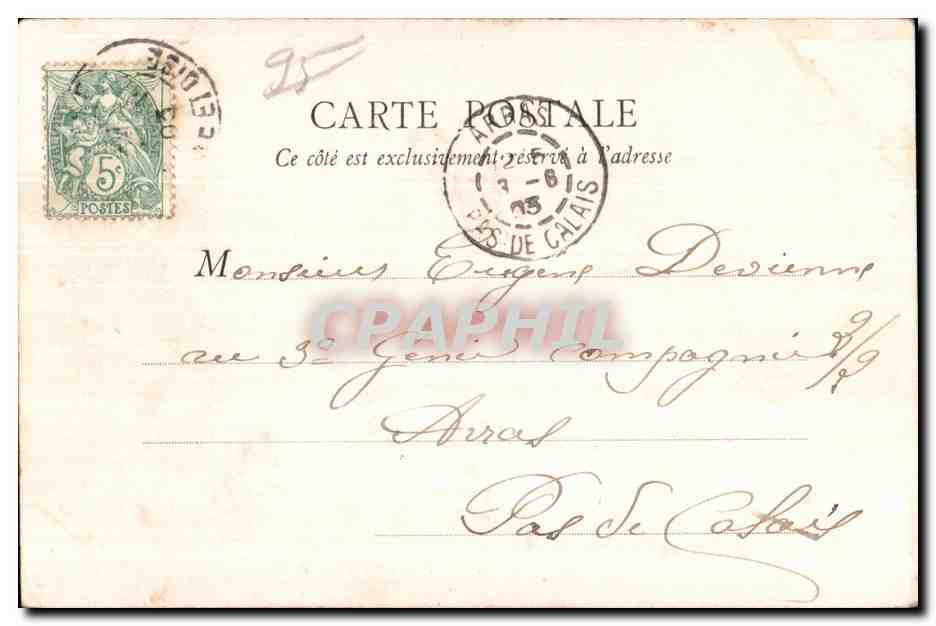 CPA Asnieres sur Oise Place de I Eglise — Rückseite