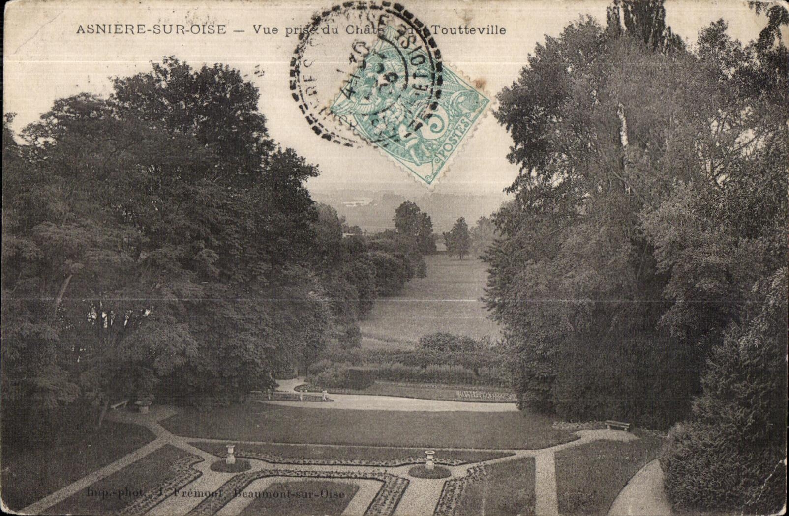 Vintage Postcard Asnieres Sur Oise View taken from the Chateau de Toutteville