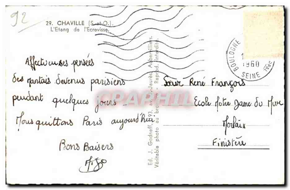 CPA Chaville L Etang de I Ecrevisse — Rückseite