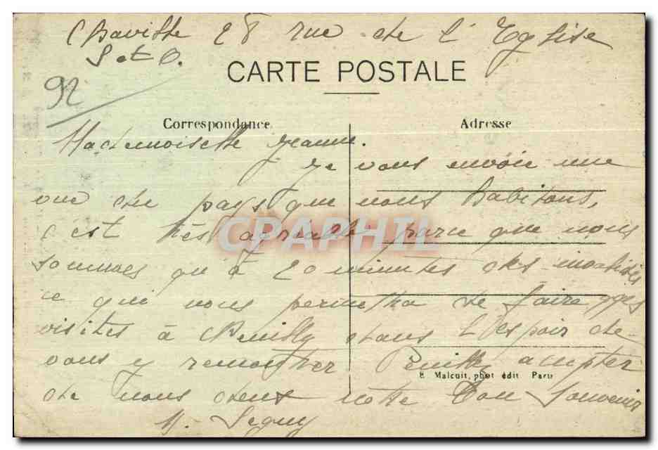 CPA Chaville Foret de Meudon Sous bois pres de l etang Colin Porcher — Rückseite