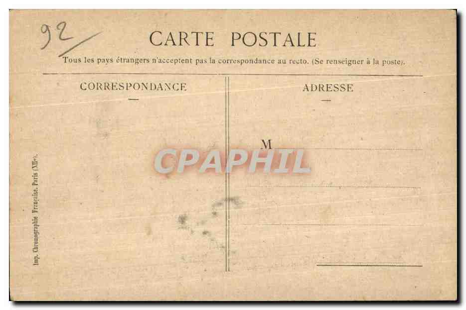 CPA Societe generale des Automobiles Porthos 12 rue du Dome Billancourt — Rückseite
