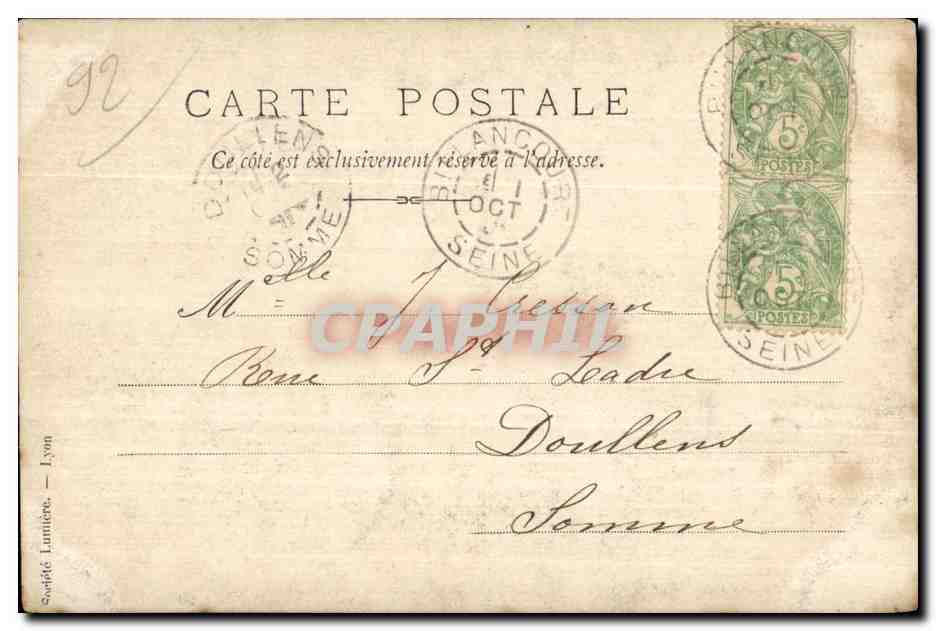 CARTE PHOTO Billancourt Avenue du Cours dite des Tilleuls — Rückseite