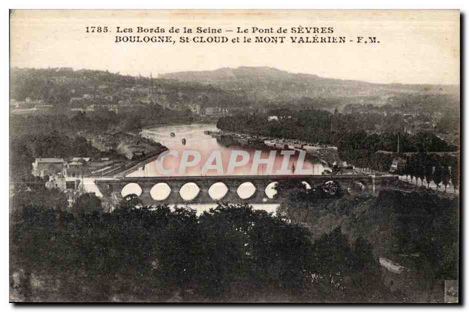 CPA Les Bords de la Seine Le Pont de Sevres Boulogne st Cloud et le Mont Valerien