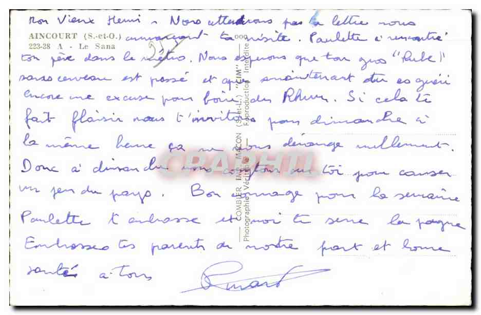 CPA Aincourt (S et O ) 223-38 le sana — Back