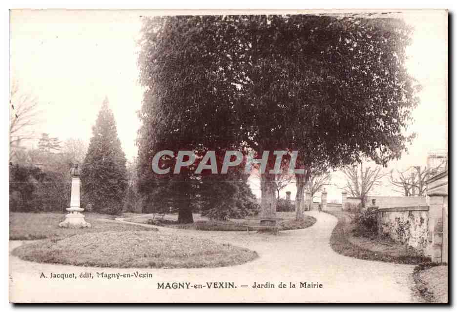 CPA Magny en vexin jardin de la mairie
