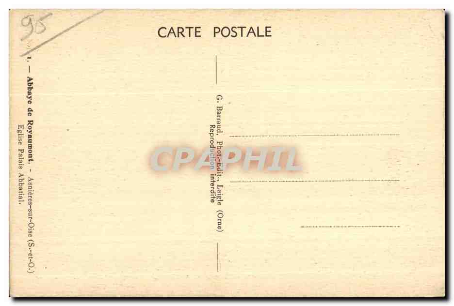 Abbaye de Royaumont — Abbaye de Royaumont — G. Barraud, photographe, Érôme (Oise) — Verso
