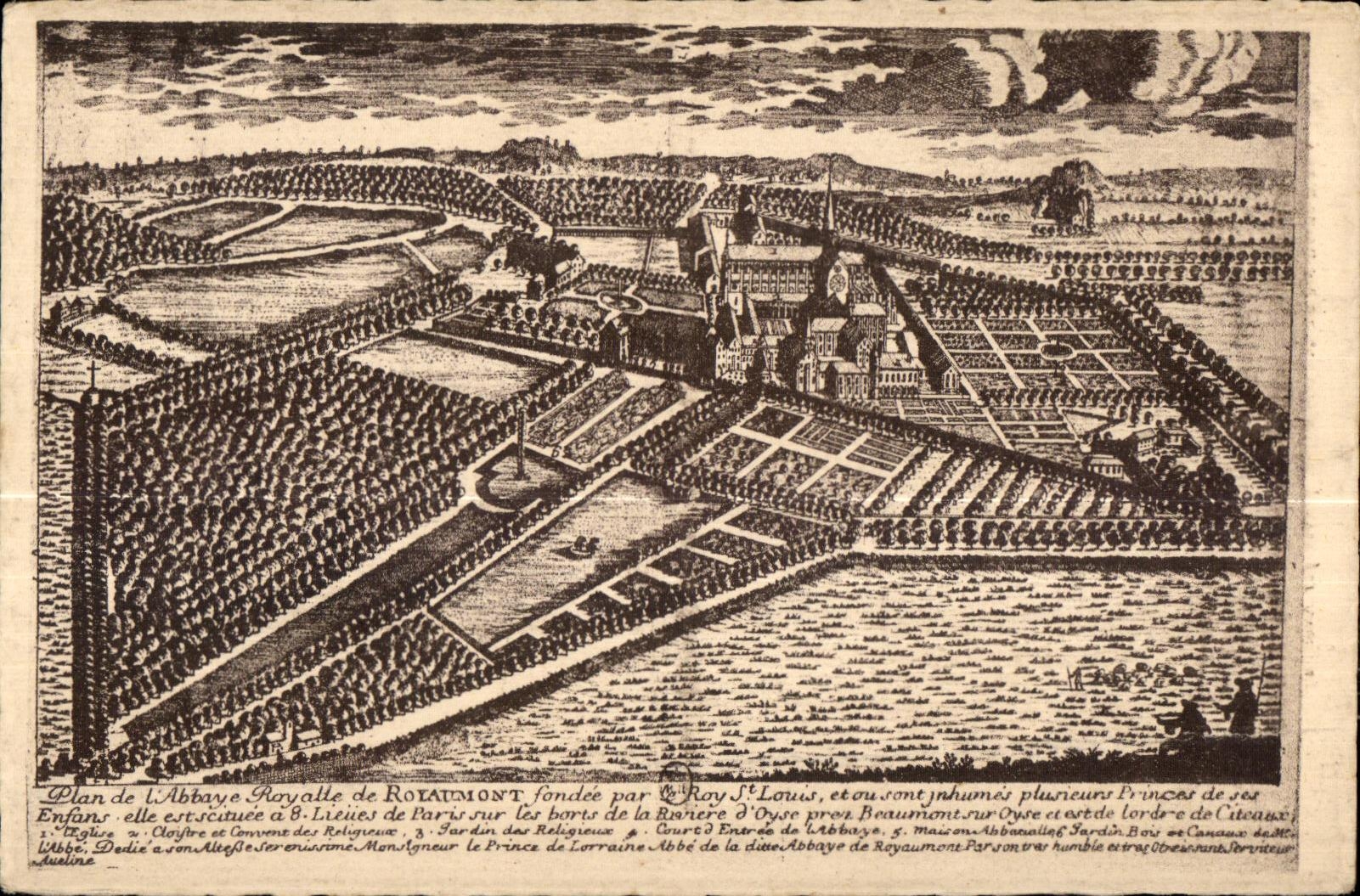 Abbaye Royale de Royaumont — Plan gravé — gravé par Arviline