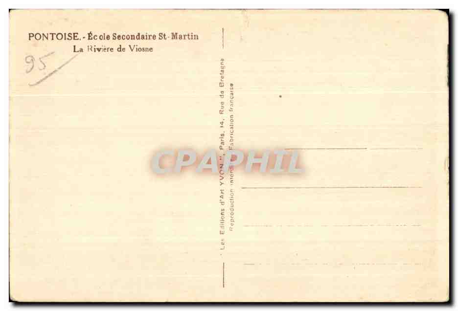 CPA Pontoise Ecole Secondaire St Martin La Riviere De Viosne — Rückseite