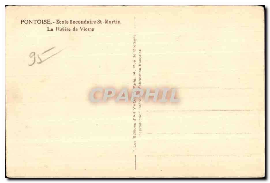CPA Pontoise Ecole Secondaire St Martin La Riviere De Vioane — Rückseite