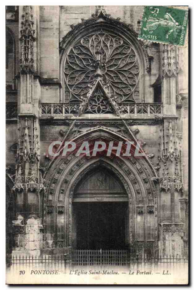 CPA Pontoise L Eglise Saint Maclou Le Portail LL