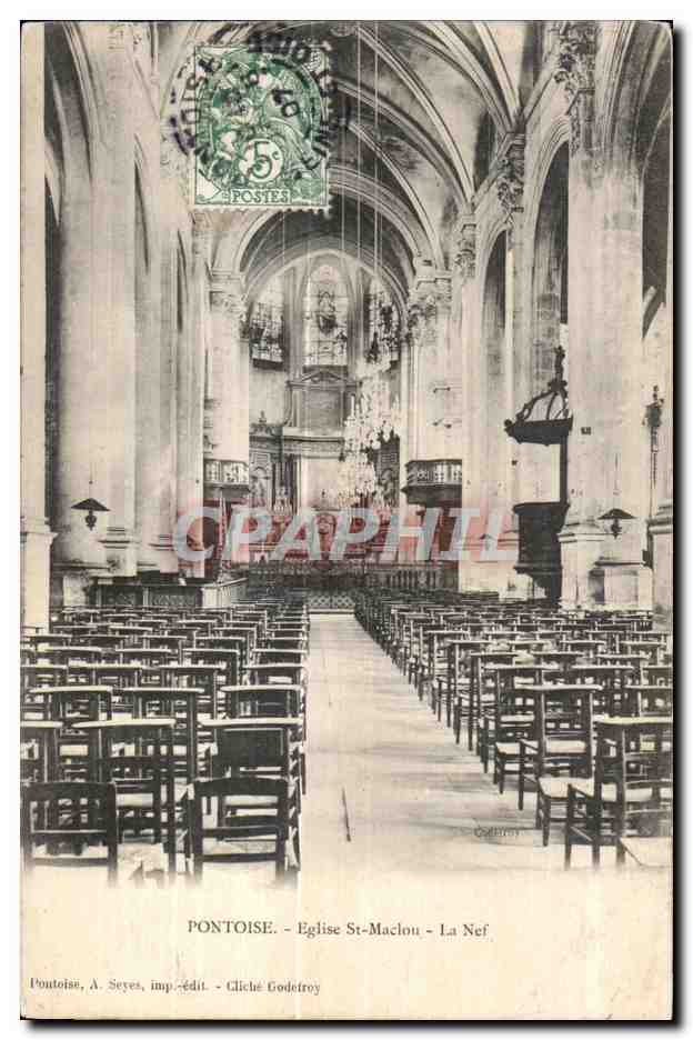 CPA Pontoise Eglise St Maclou La Nef
