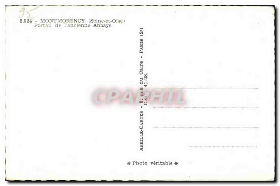 Montmorency — Portail de l'ancienne Abbaye — Abeille-Cartes — Verso