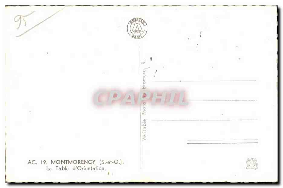 Montmorency — Table d'Orientaion — Achille Paris — Verso