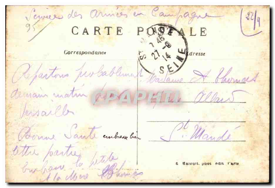 Isle-Adam — L'Entrée du Château et le gros Tilleul — E. M. n°6668 — Verso