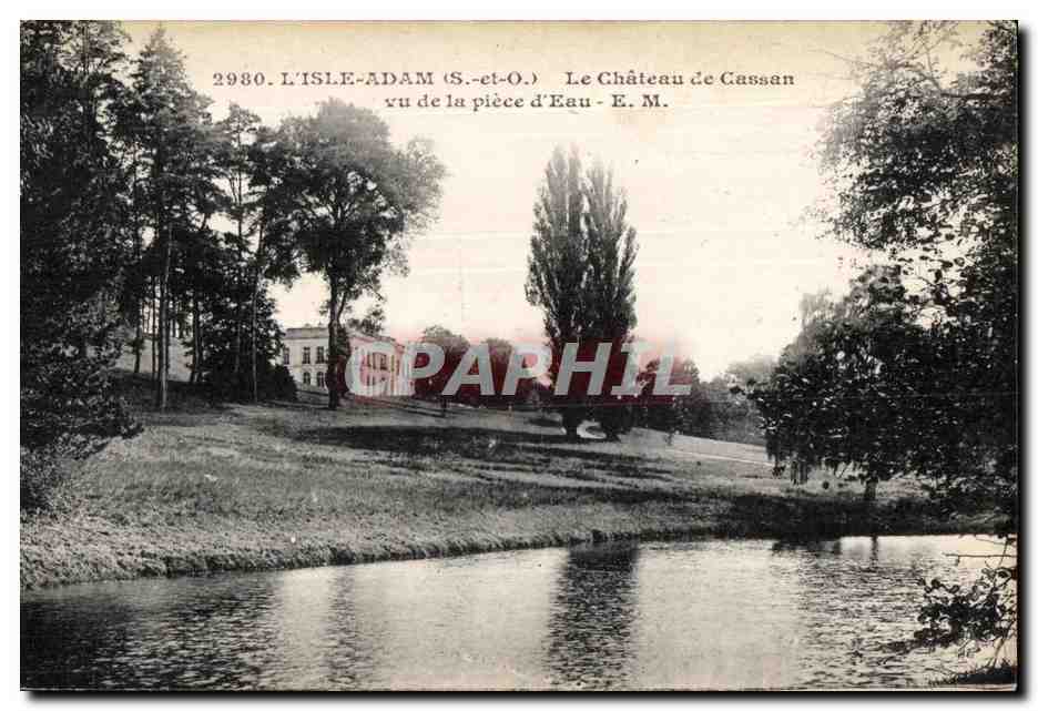 L'Isle-Adam (S.-et-O.) — Le Château de Cassan vu de la pièce d'Eau — E. M.