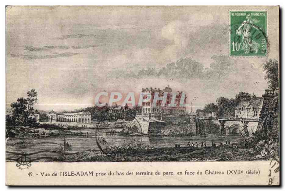 Isle-Adam — Vue prise des terrains du parc en face du Château (XVIIe siècle) — Imp. « L'Abbaye » Paris, n°49