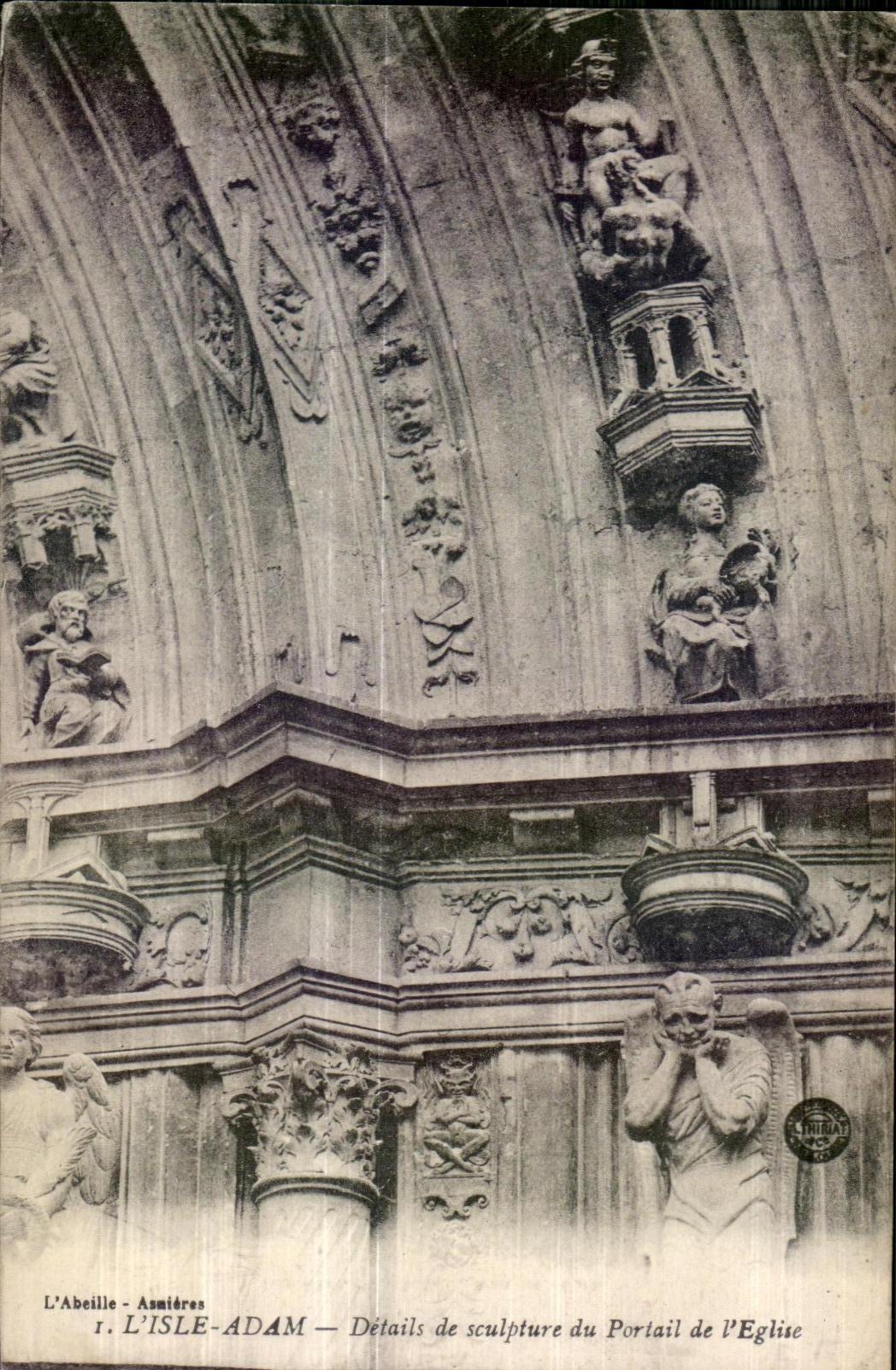 L'Isle-Adam — Détails de sculpture du Portail de l'Église — Imp. Phot. 'L'Abéille', Asnières