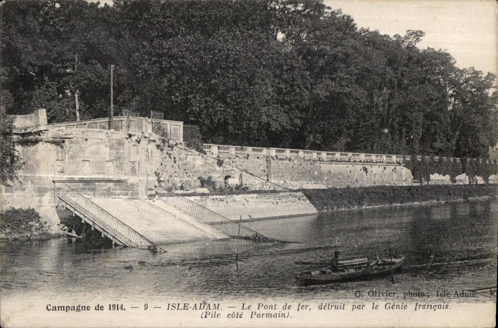 Isle-Adam — Le Pont de fer détruit par le Génie français — G. Olivier, photo, Isle-Adam