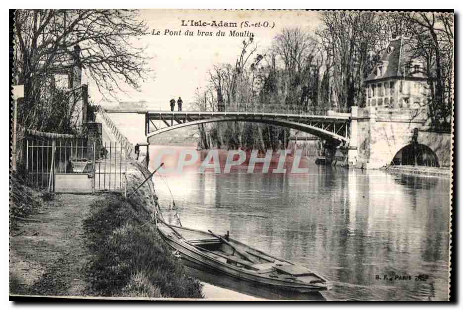 CPA L isle adam (S et O ) le pont du bras du moulin