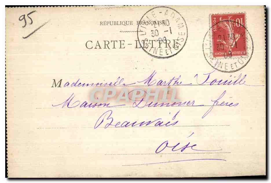 CPA L isle adam (S et O ) le pont du bras du moulin — Rückseite