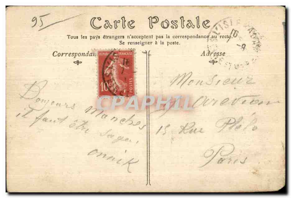 L'Isle-Adam — Vue sur l'Église et le Château — E. Jurd, taliae — Verso