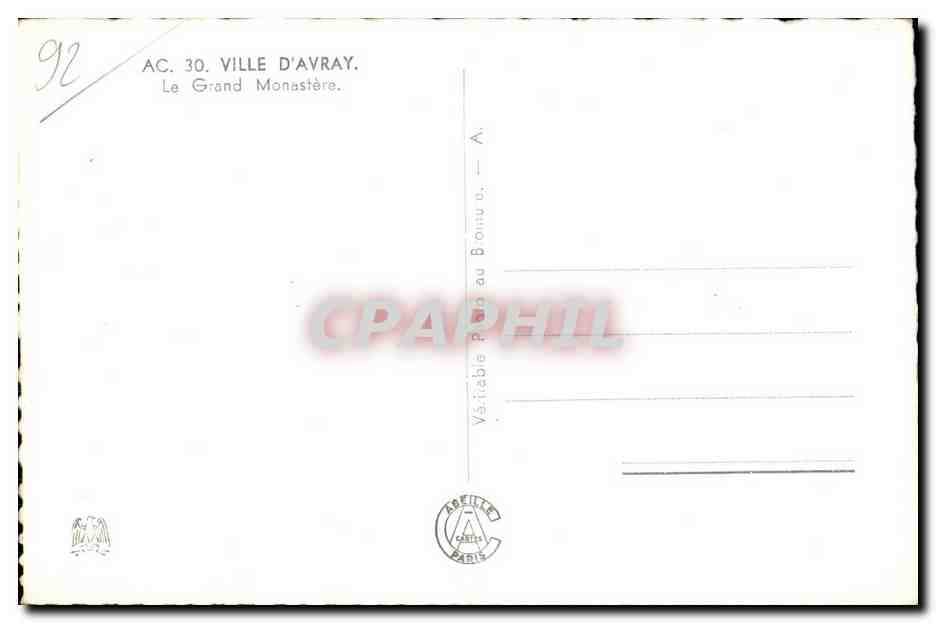 CPA Ville D avray le grand monastere — Rückseite