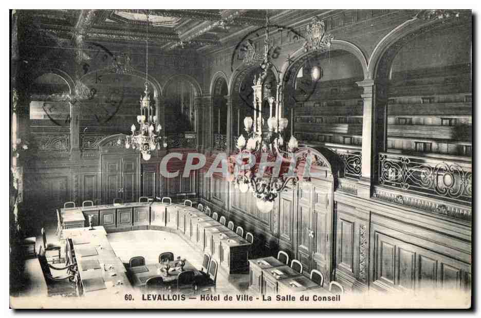 CPA Lavallois hotel de ville la salle du conseil