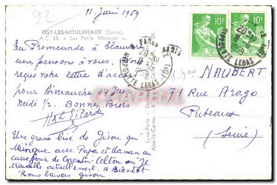CPA Issy Les Moulineaux Les Petits Menages — Rückseite